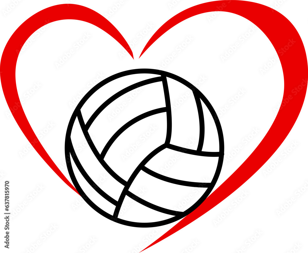 volley ball vector with heart shape volley ball vector with heart shape
