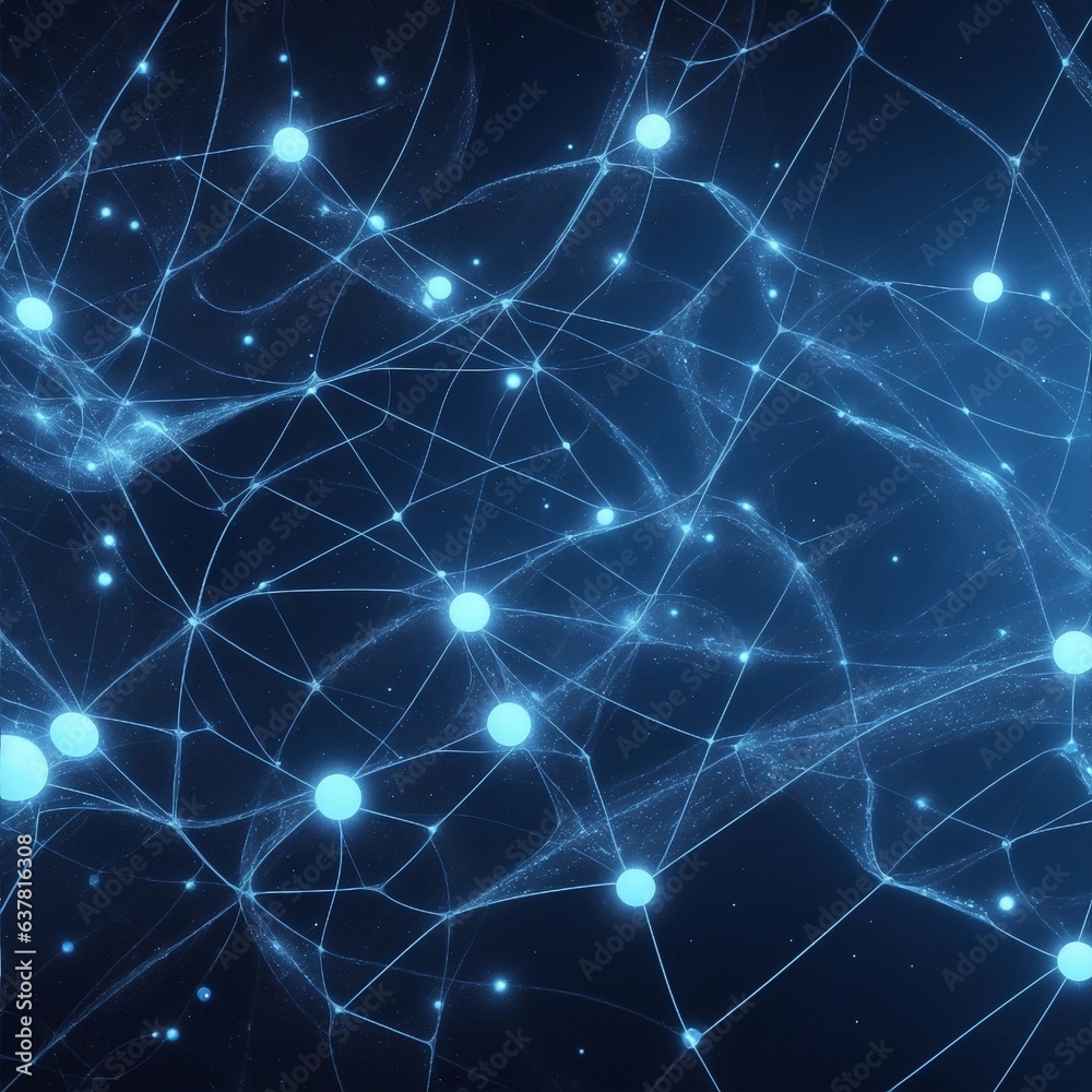 Digital network abstract blue technology connection background, Generative AI Digital network abstract blue technology connection background, Generative AI