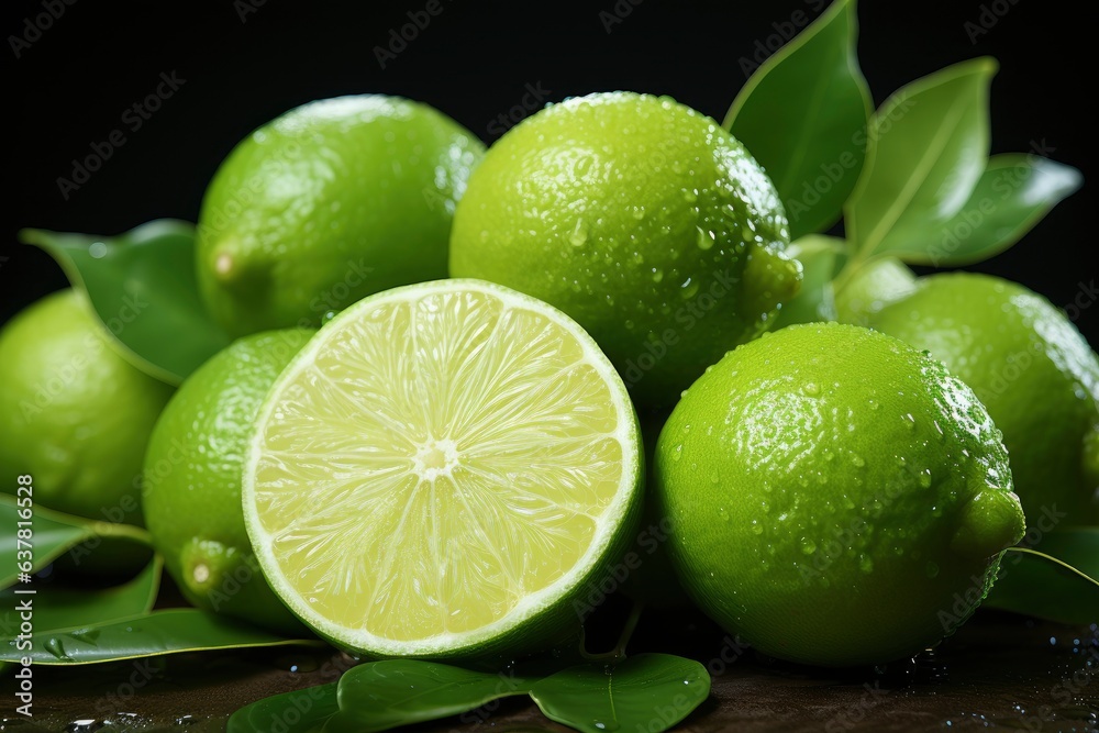 Fresh organic limes, created using generative AI tools Fresh organic limes, created using generative AI tools