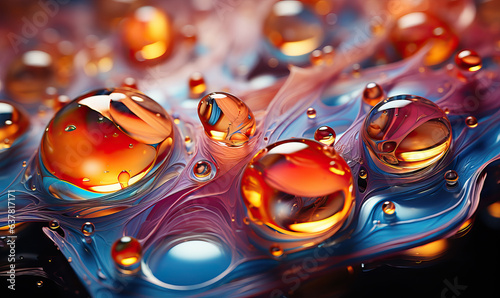 Abstract background. Colorful oil bubbles and drops.