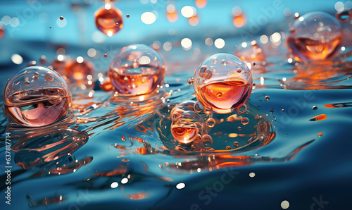 Abstract background. Colorful oil bubbles and drops.