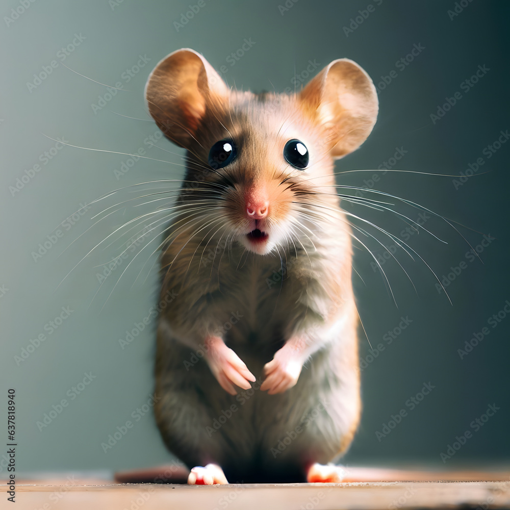Portrait of a mouse with a surprised expression, neutral background studio shot Portrait of a mouse with a surprised expression, neutral background studio shot