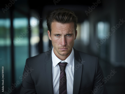 Sad and depressed young businessman