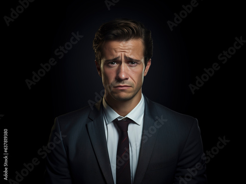 Sad and depressed young businessman