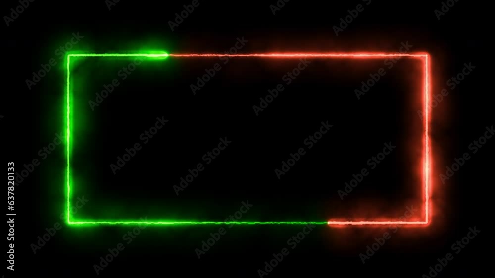 Element green orange on neon light trail rectangle frame animation endless background. Element green orange on neon light trail rectangle frame animation endless background.