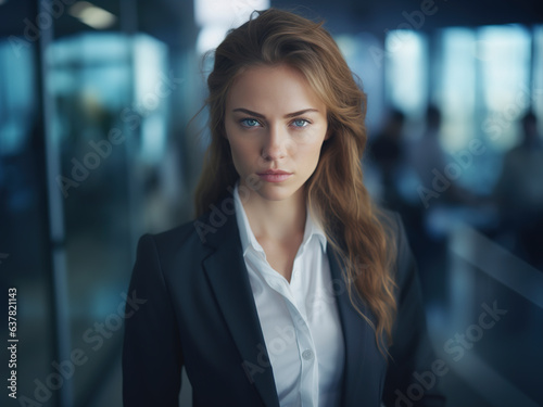 Serious and angry young female office lady