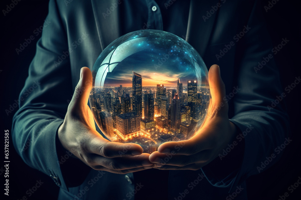 futuristic business idea featuring business team and internet network elements futuristic business idea featuring business team and internet network elements