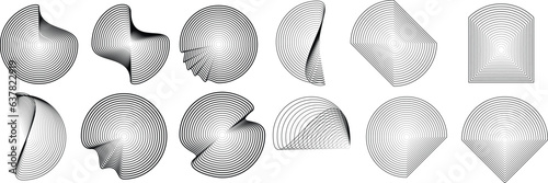 Lines in Circle Form . Vector Illustration .Technology round. Wave Logo . Design element . Abstract Geometric shape .