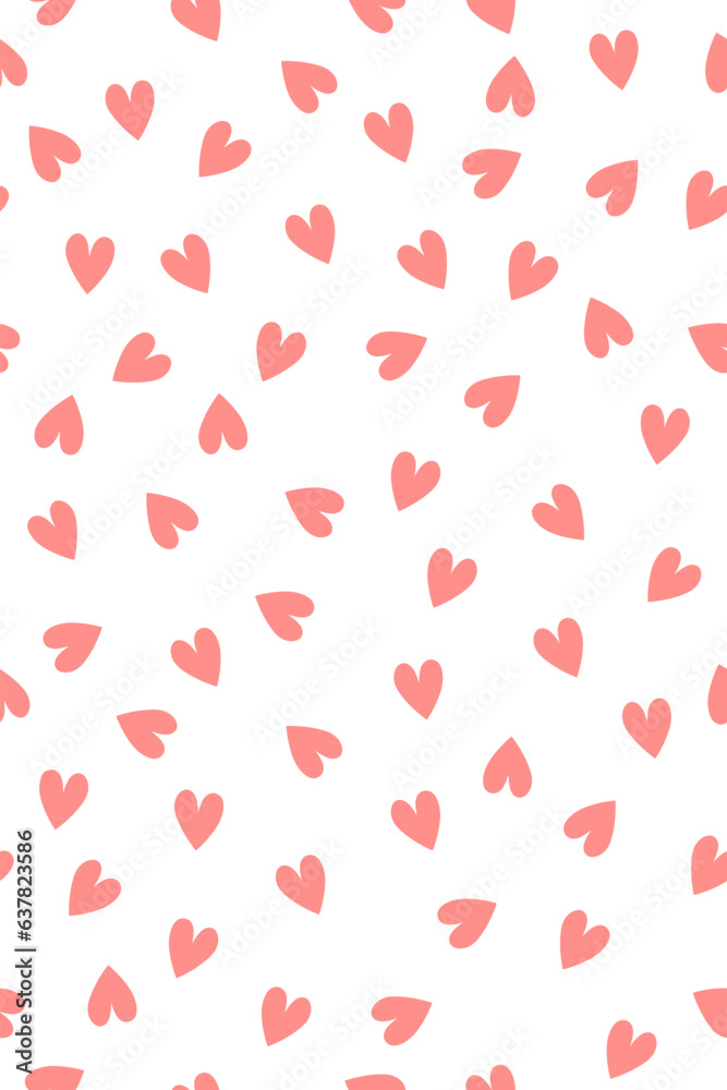 Simple seamless pattern with pink hearts. Vector graphics.