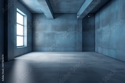 An empty room with concrete walls and a window