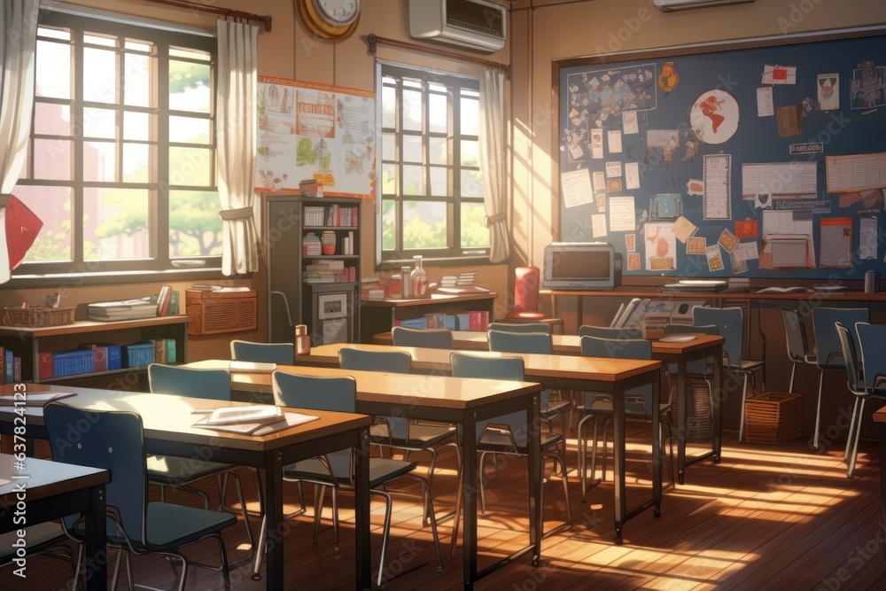 Classroom morning anime visual novel game. Generate Ai