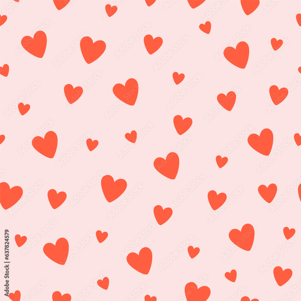 Simple seamless pattern with red hearts. Vector graphics. Simple seamless pattern with red hearts. Vector graphics.