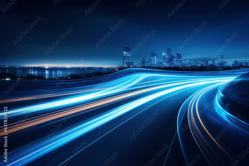 highway with laser trails highway with laser trails