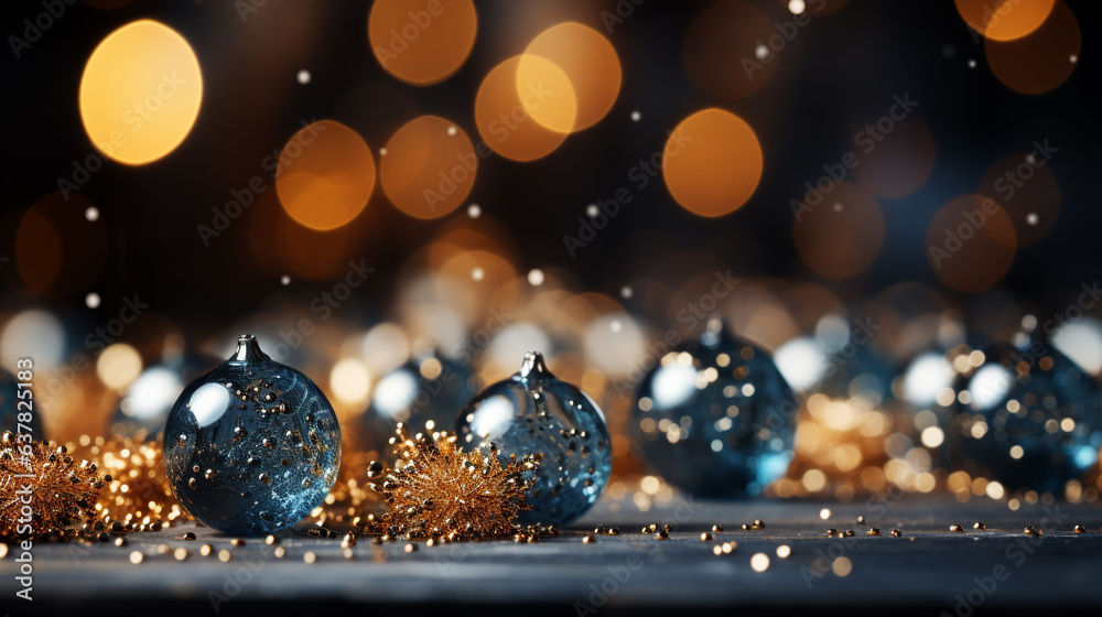A captivating bokeh background with a dark navy blue for Christmas or special celebration A captivating bokeh background with a dark navy blue for Christmas or special celebration
