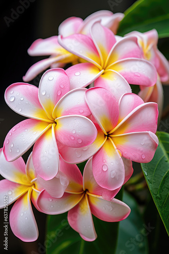 Pink Frangipani Flowers Close-Up