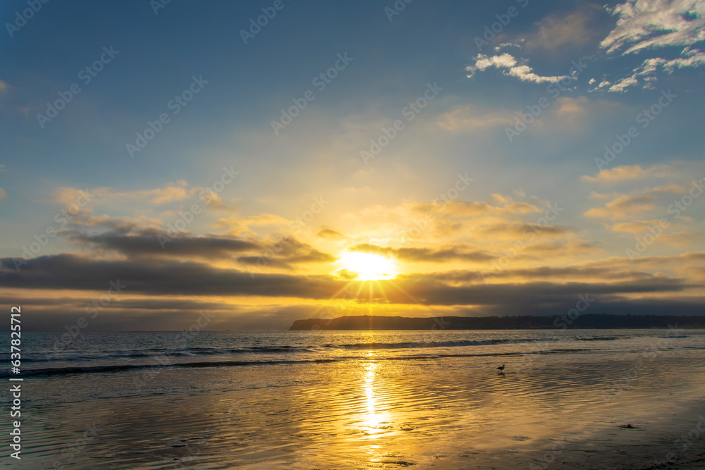 Sunset on Coronado beach, San Diego, California