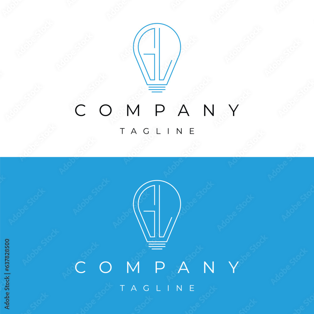 Letter GL initial lamp solution bulblight icon logo design vector template Letter GL initial lamp solution bulblight icon logo design vector template