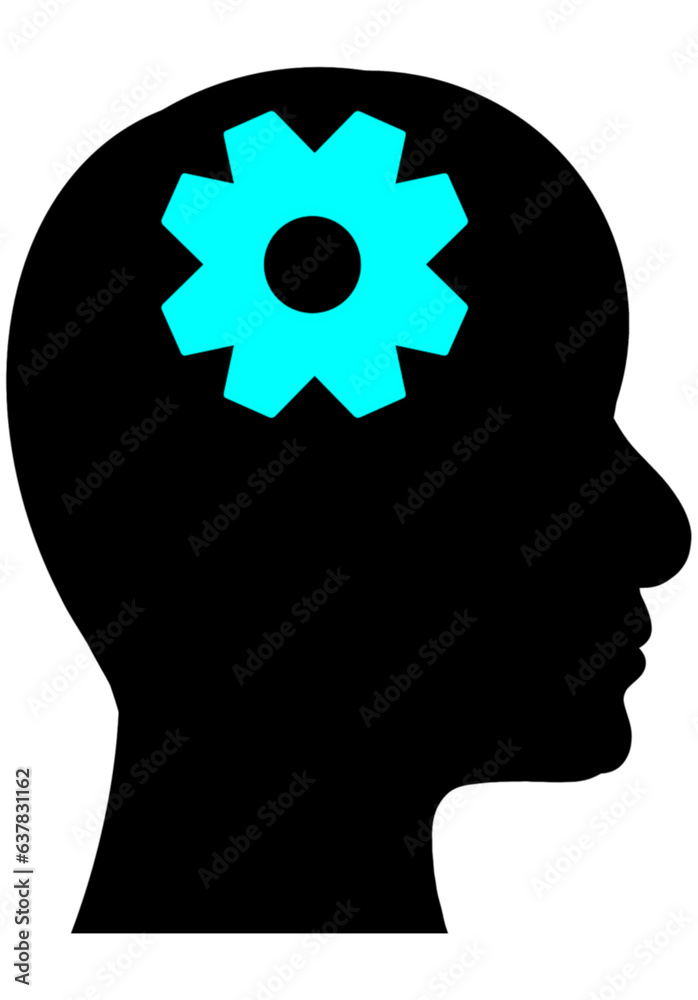 Human Face Thinking - idea illustration - Gear Human Face Thinking - idea illustration - Gear