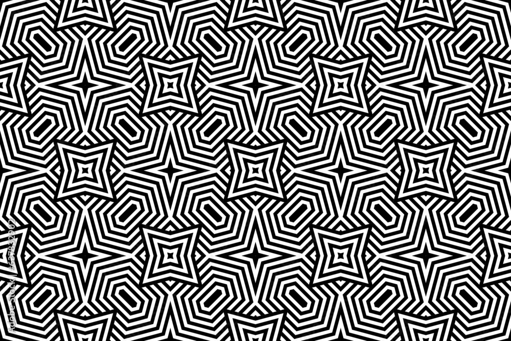 Abstract Seamless Geometric Pattern. Black and White Texture.