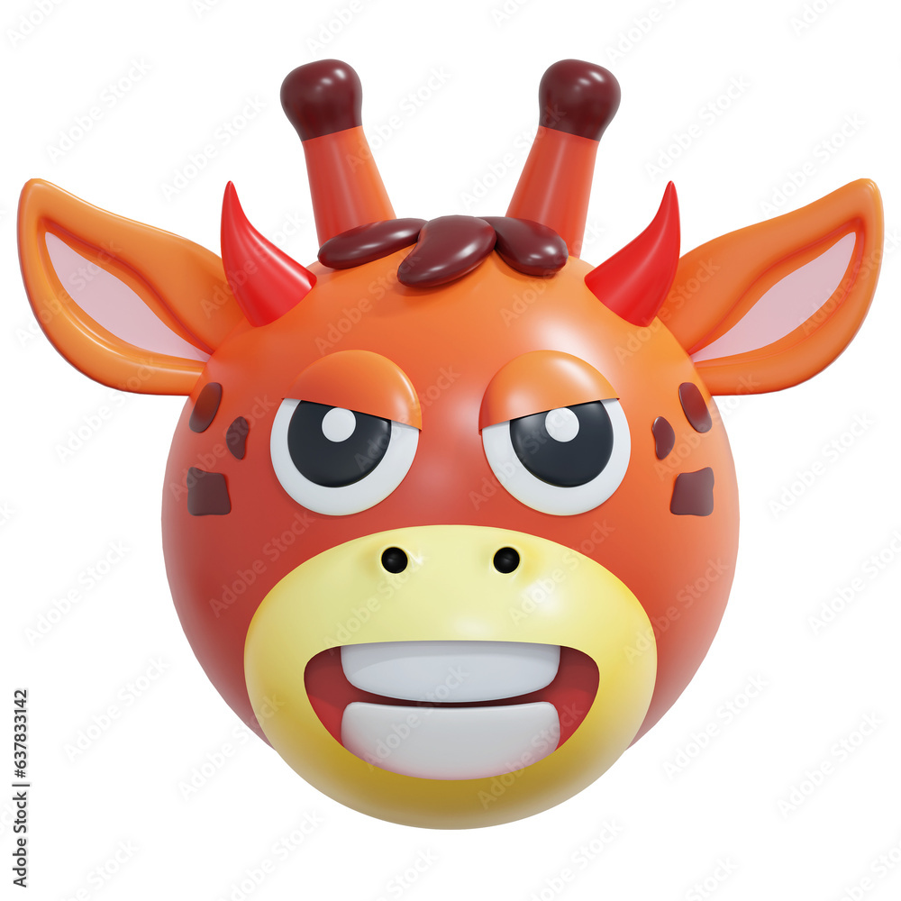 devil emoticon giraffe expression sticker 3d illustration devil emoticon giraffe expression sticker 3d illustration
