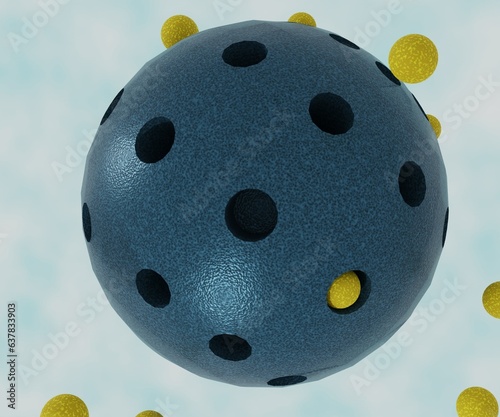 Mesoporous nanoparticles loading nanomedicine inside of drug capsule 3d rendering photo