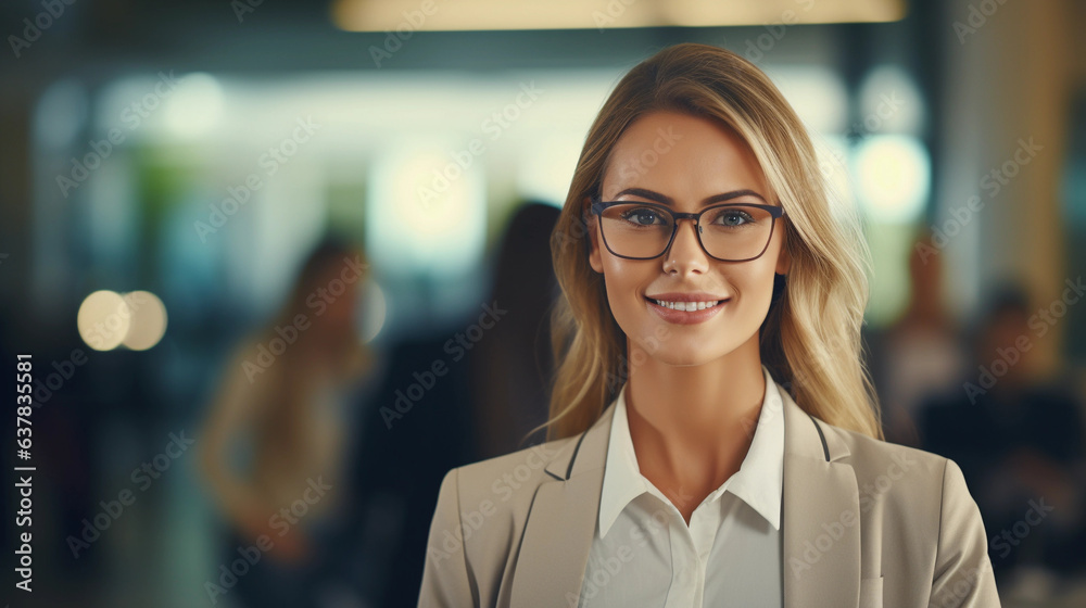 Close-Up of Success: Business Woman's Smiling Close-Up of Success: Business Woman's Smiling