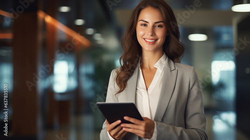 Confident and Connected: Business Woman with Tablet Indoors