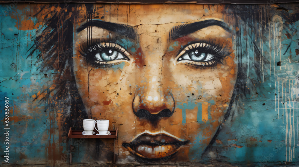 Fototapeta premium Graffti street art wall of woman