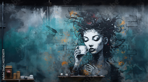 Graffti street art wall of woman