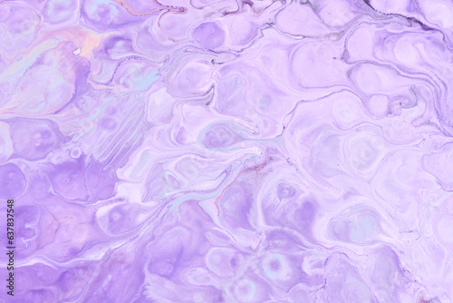Exclusive beautiful pattern, abstract fluid art background. Flow of blending purple lilac paints mixing together. Blots and streaks of ink texture for print and design