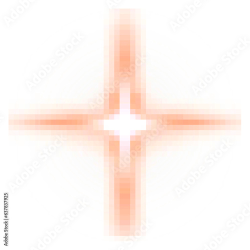 Sparkling Pixel, Sparkling star orange pastel gradient, Glitter star pixel art.