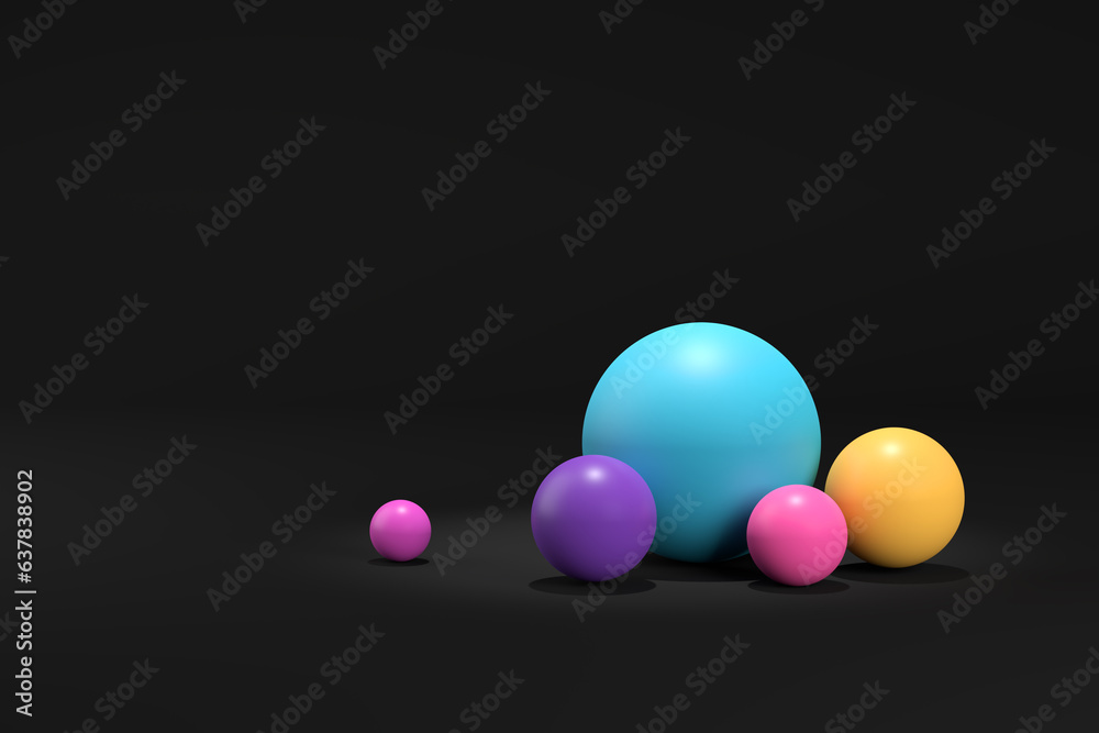Colorful spheres on dark black background. Colorful spheres on dark black background.