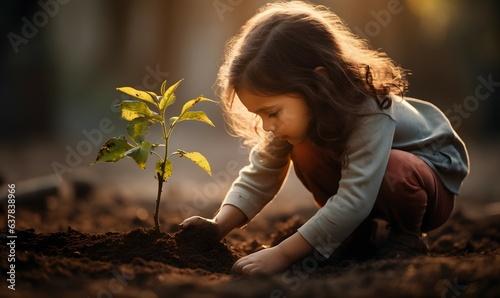 little girl planting