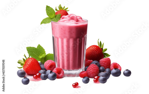 Fresh Berries Smoothie Isolated on Transparent Background. AI