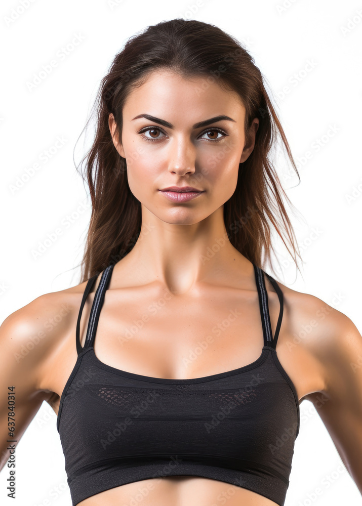 Portrait of a sporty woman exercising on a white background, AI generated Portrait of a sporty woman exercising on a white background, AI generated