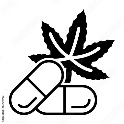 CBD-rich tablets and Pills vector icon design, Cannabis and marijuana symbol, thc and cbd sign, recreational herbal drug stock illustration, Phytocannabinoid Medicine concept