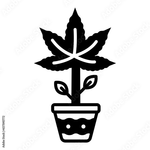 Hemp Plant vector icon design, Cannabis and marijuana symbol, thc and cbd sign, recreational herbal drug stock illustration, greenish-gray mixture of the flowers pot concept