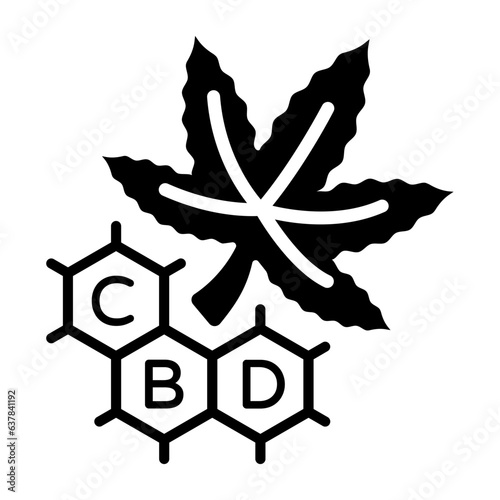 Composition and compound in hemp vector icon design, Cannabis and marijuana symbol, thc and cbd sign, recreational herbal drug stock illustration, Genetics of hybrid strain leaf concept