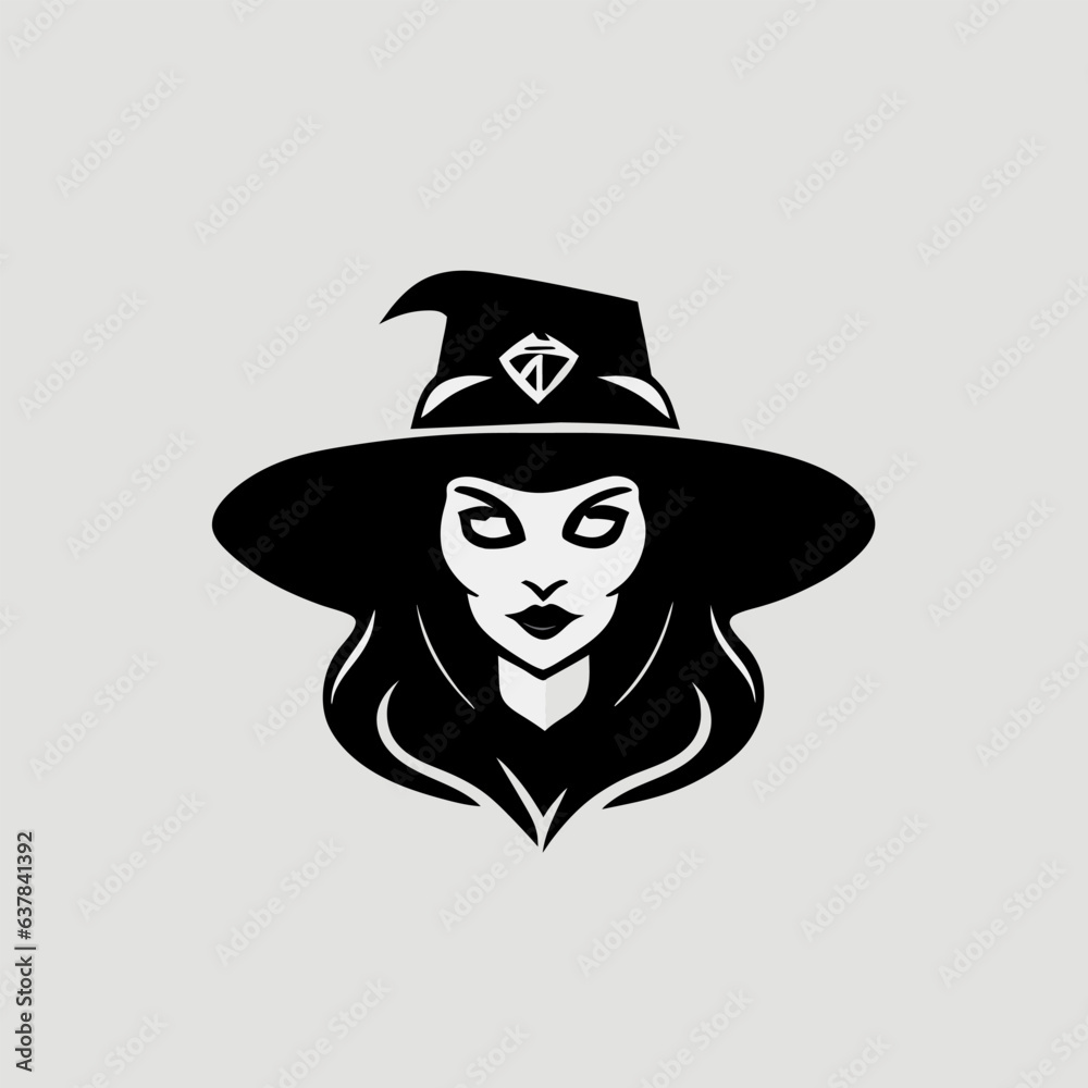 simple clean beautiful witch logo, mascot, vector, vector illustration cartoon