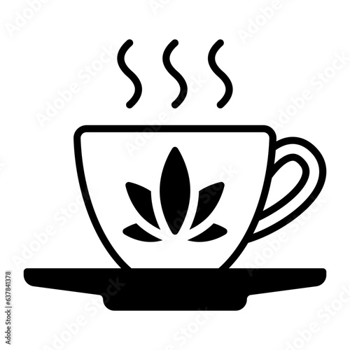 Ganja tea or decoction vector icon design, Cannabis and marijuana symbol, thc and cbd sign, recreational herbal drug stock illustration, weed tea or cannabis-infused drink concept