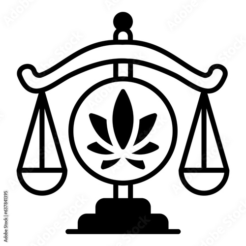 Balance with Hemp Leaf Sign vector icon design, Cannabis and marijuana symbol, thc and cbd sign, recreational herbal drug stock illustration, Legality of cannabis concept