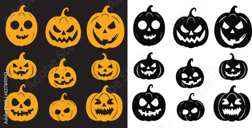 Halloween pumpkin silhouette collection Mystical Silhouettes for Halloween Ghostly pumpkin designs Halloween pumpkin outlines