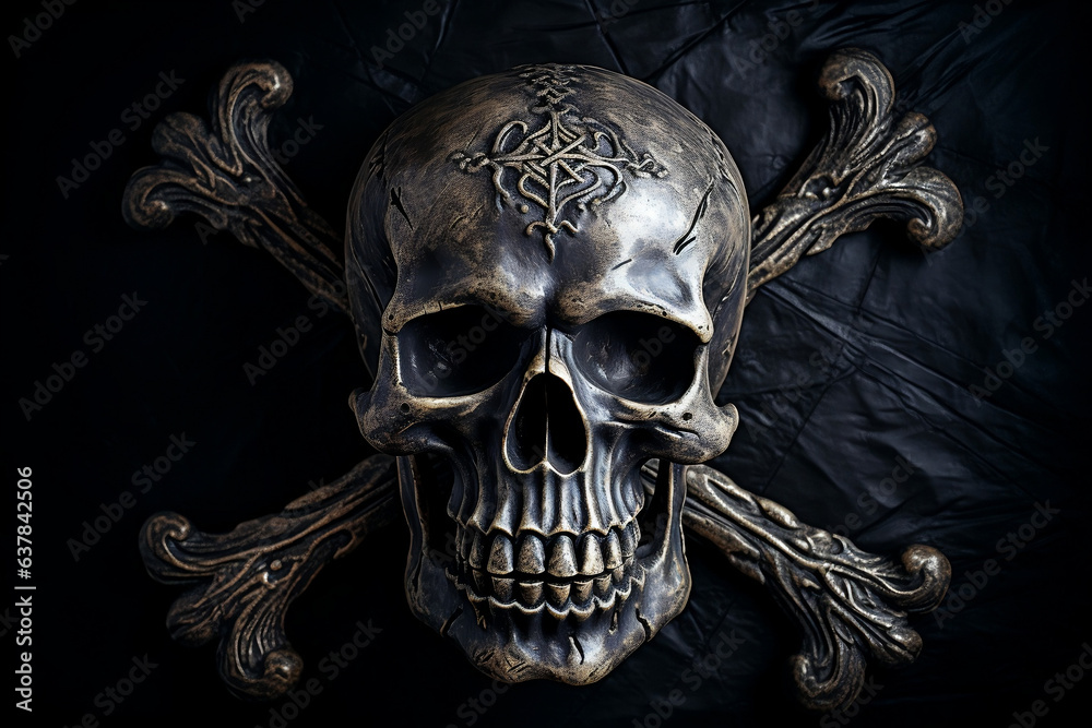 Symbol of Peril, Ominous Skull and Crossbones Signifying Warning Symbol of Peril, Ominous Skull and Crossbones Signifying Warning