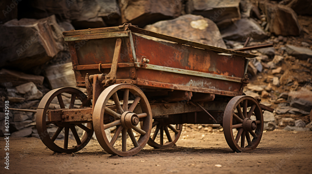 Old rusty wagon for an underground