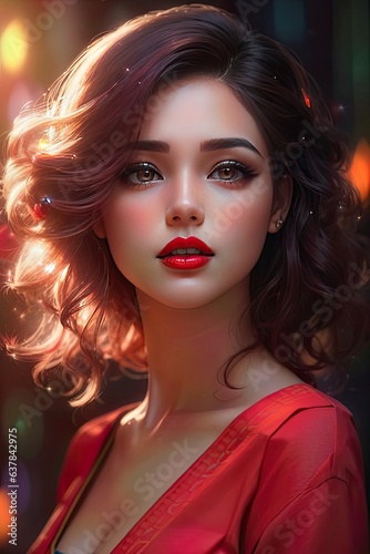 Hyper realistic Ai Portrait Image of goddess pretty girls    Brown  red hairs    Glowup face    Model representation    Pretty looks    Long hairs    Stylish designer dresses