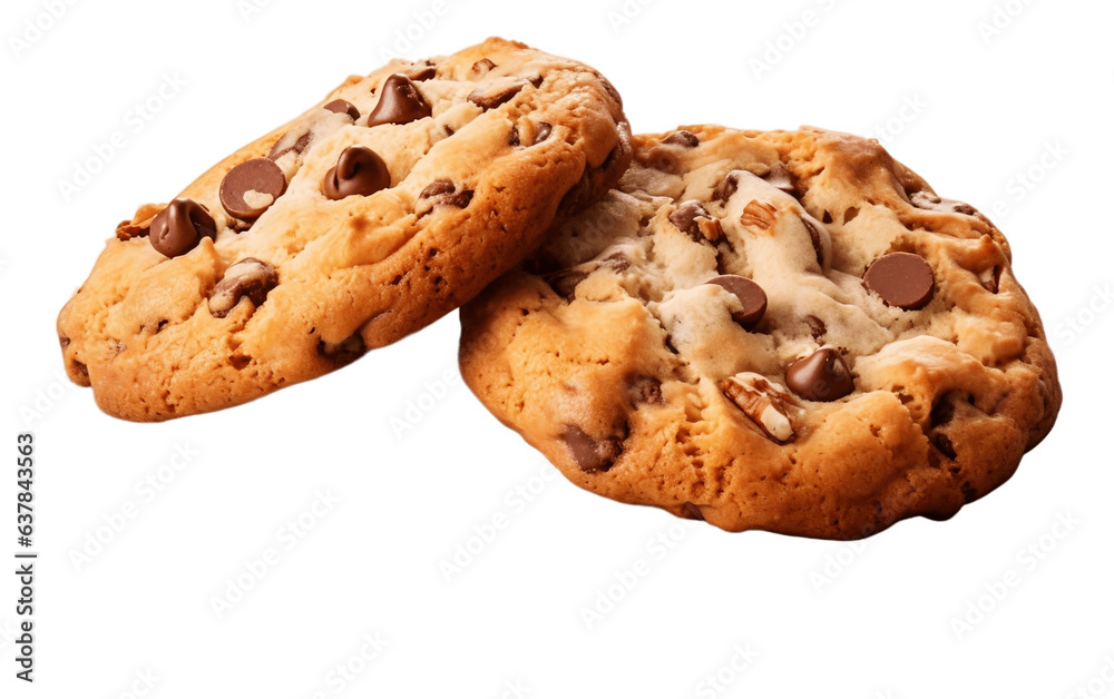 Gourmet Cookie Duo Chocolate Chip and Almond Transparent background. AI
