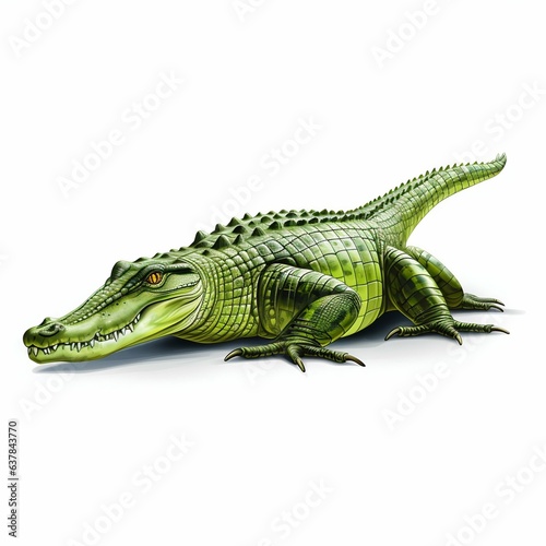 Green Crocodile in Attack Pose. Generative ai