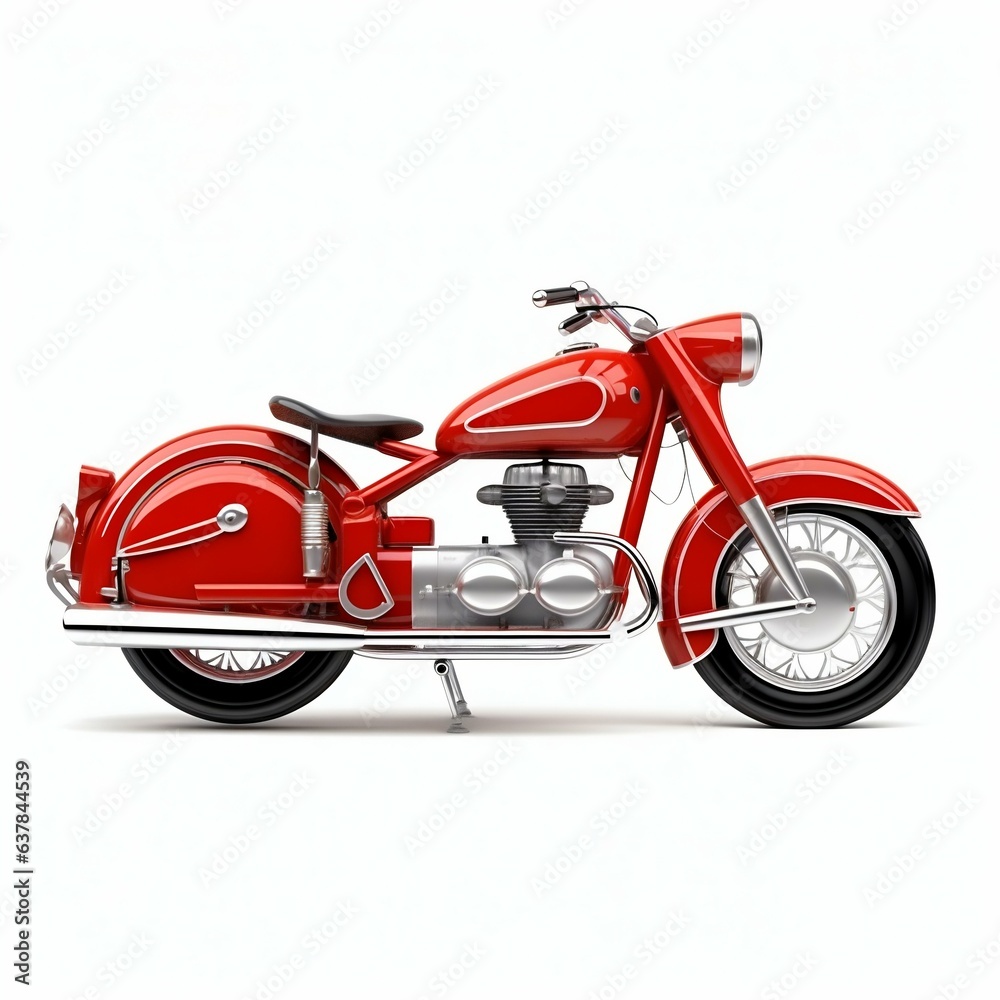 Red Retro Motorcycle. Generative ai Red Retro Motorcycle. Generative ai