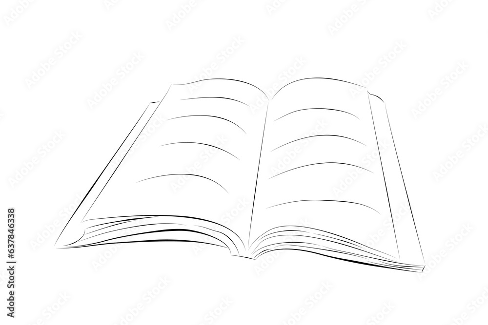 simple vector hand draw sketch open book, isolated on white simple vector hand draw sketch open book, isolated on white