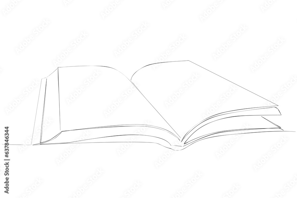 simple vector sketch open book single one line art, continuous